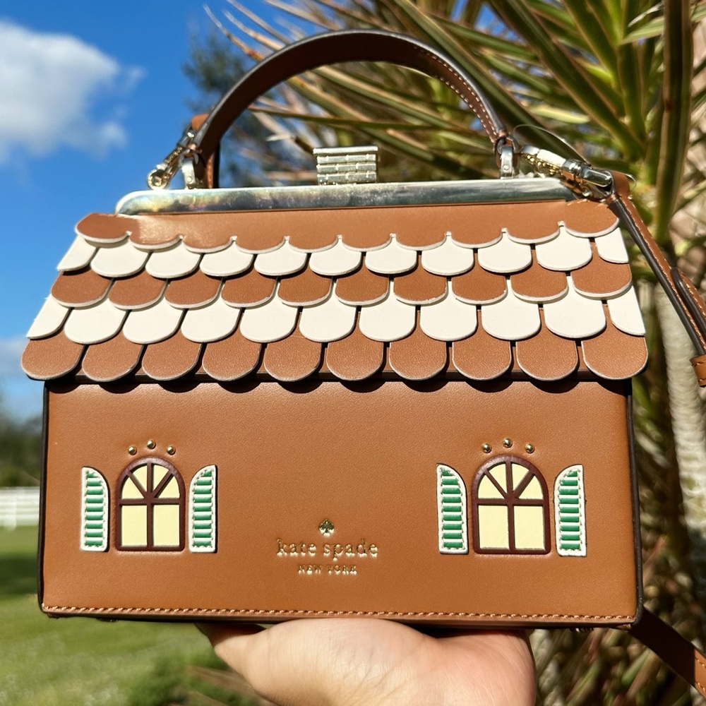 Kate Spade Gingerbread House Novelty Crossbody Handbag Rare Holiday Collection - Picture 8 of 14